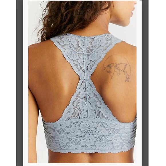 Intimately Free People Galloon Lace Racerback Bralette Small Fall Frost EUC - Picture 2 of 9